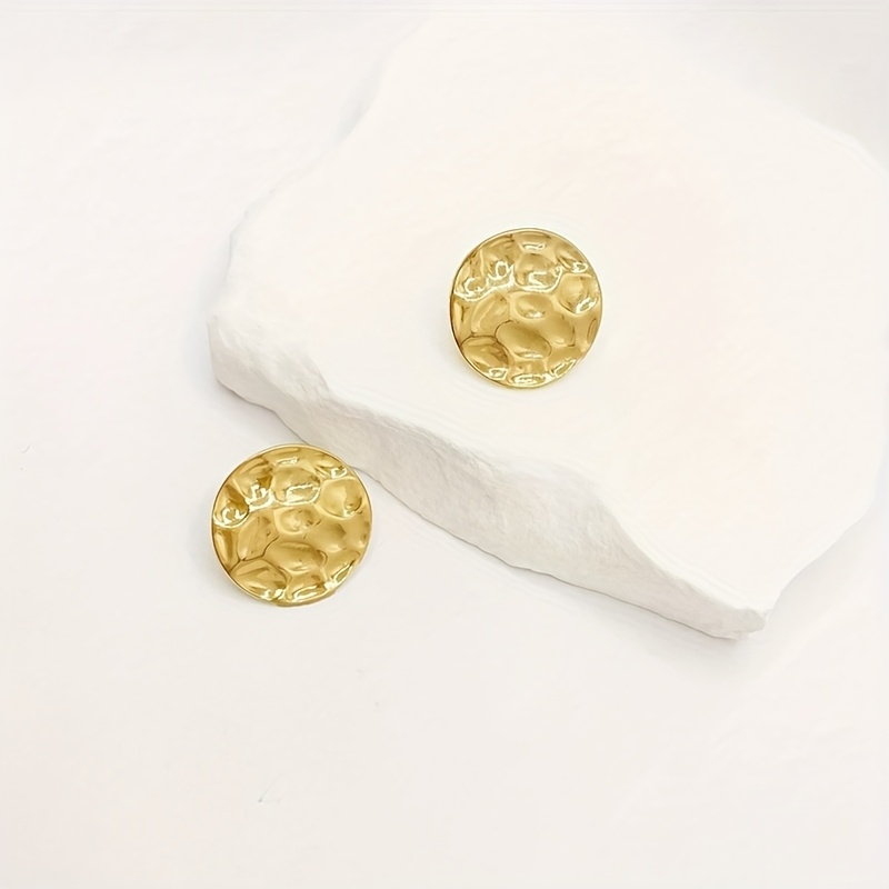 2pcs Set Irregular Pleated Geometric Round Women's Earrings